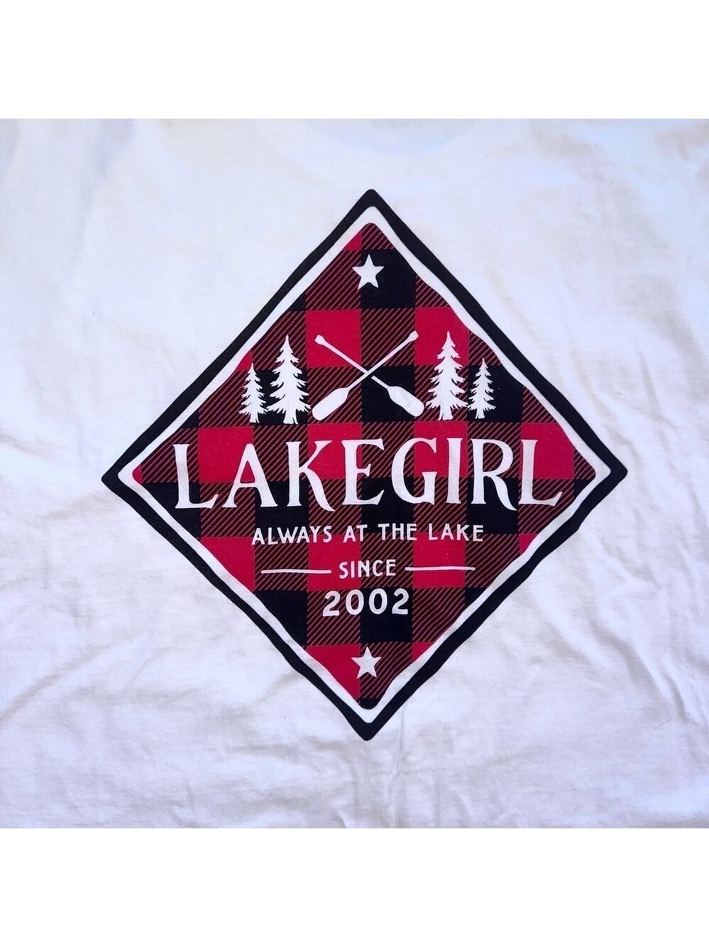 NWT Women’s XXL Lakegirl SS Plaid Forest Graphic TShirt